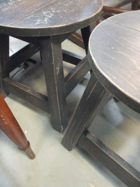 Black Wood Stools (Lot of 2) - 2