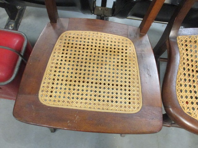 Vtg. French Style Oak Side Chair w/Woven Cane Seat (2) - 2