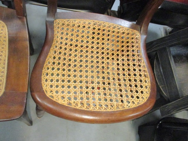 Vtg. French Style Oak Side Chair w/Woven Cane Seat (2) - 3