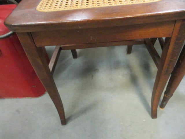 Vtg. French Style Oak Side Chair w/Woven Cane Seat (2) - 4