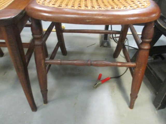 Vtg. French Style Oak Side Chair w/Woven Cane Seat (2) - 5