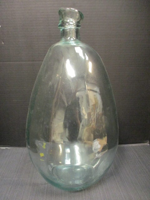 Antique Mold Blown Aqua Glass Historical Jar w/Lip: 18"