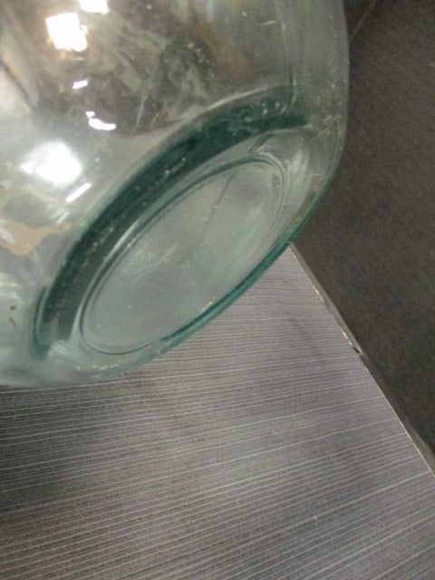 Antique Mold Blown Aqua Glass Historical Jar w/Lip - 4