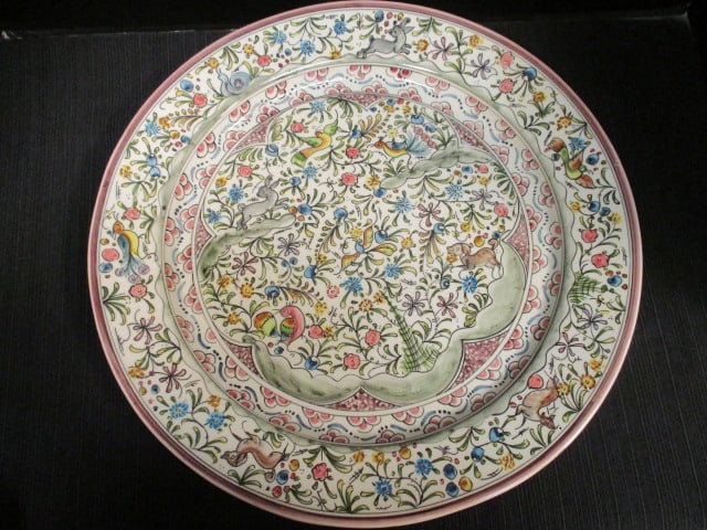 Portuguese Handpainted Round Platter/Plate w/animal motif - 2