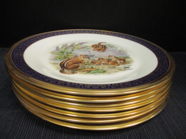Lenox Woodland Wildlife Ltd. Issue (Lot of 7) Boehm Plates: Squirrels, Beavers, Whitetail Deer, Raccoons, Eastern Chipmunk