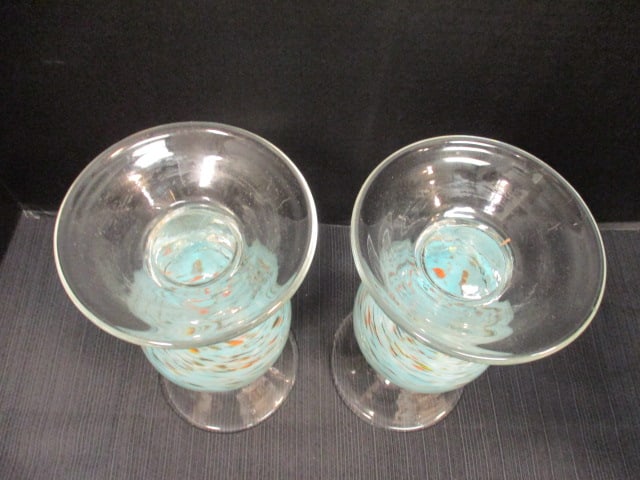 Art Glass Pillar Candle Holder (PR) - 2
