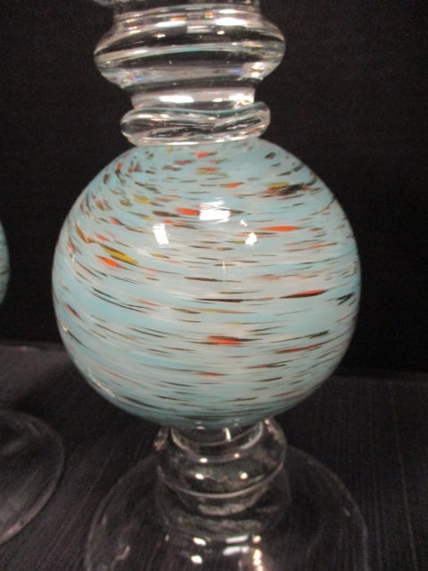 Art Glass Pillar Candle Holder (PR) - 3