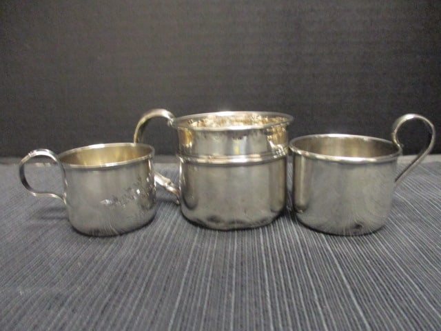 Sterling Silver (Lot of 3) Baby Cups (3.33 OZT): .
