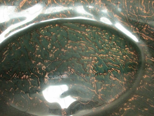 Turquoise & Gold Leaf Shaped Art Glass Bowl - 3