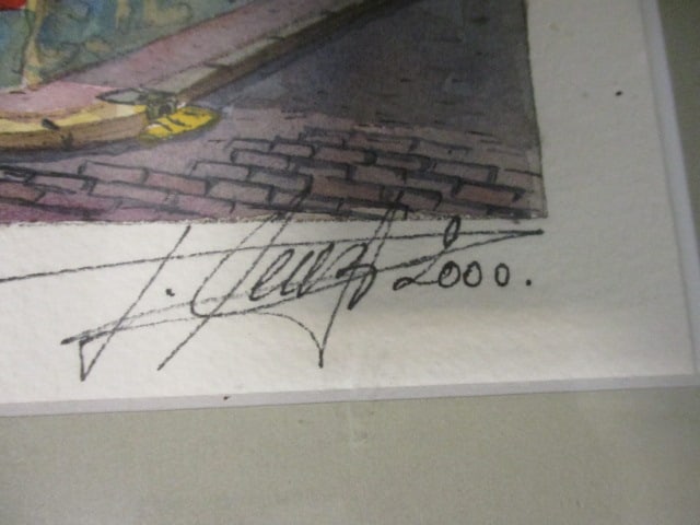Signed Matted Framed Le-Tire Bouchon Restaurant Print 2000 - 4