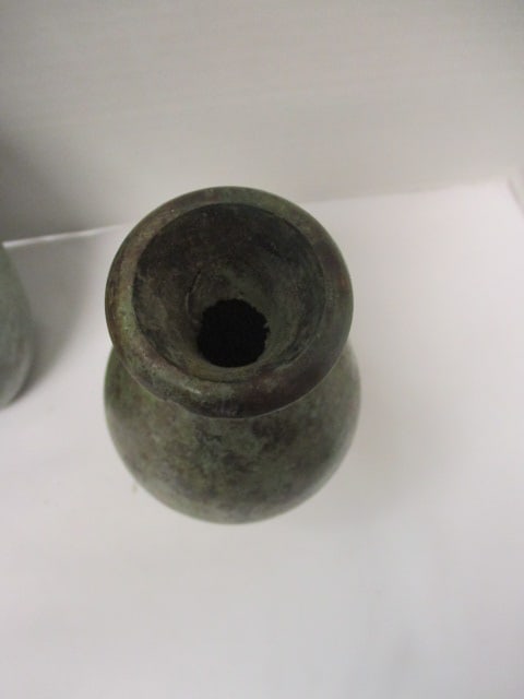 Vtg. Metal Vases w/weathered verdigris patina (Lot of 3) - 2