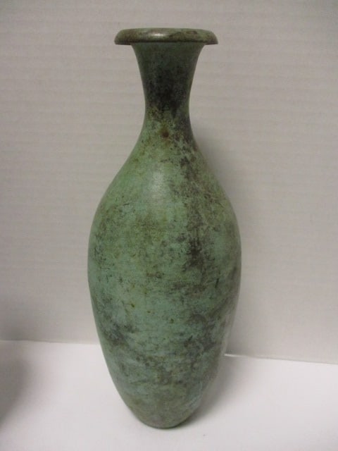 Vtg. Metal Vases w/weathered verdigris patina (Lot of 3) - 3