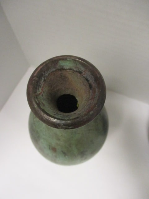 Vtg. Metal Vases w/weathered verdigris patina (Lot of 3) - 6
