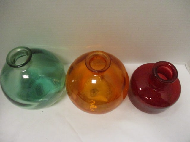 3 Colored Glass Vases - 2