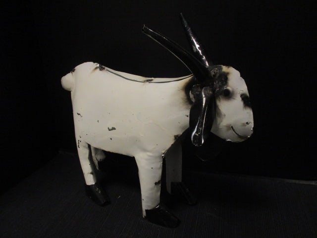 Metal Rustic Recycled Folk Art Goat: 16" x 13 1/2"