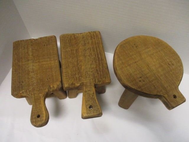 Rustic Decorative Wood 3 Leg Base Pedestal Risers (3) - 2