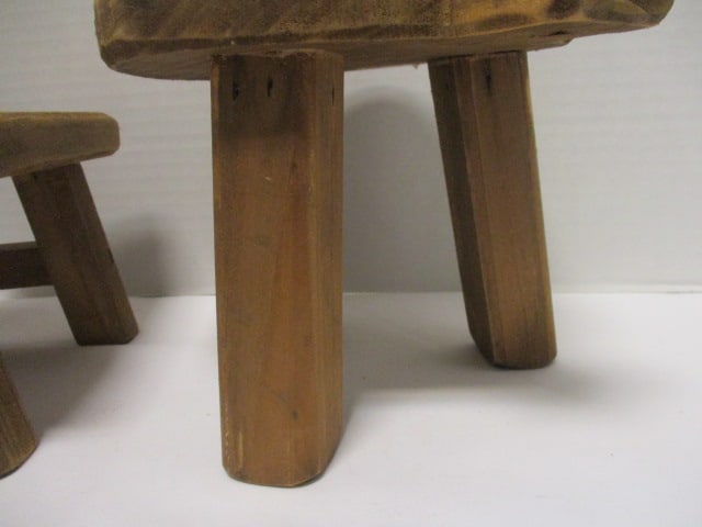 Rustic Decorative Wood 3 Leg Base Pedestal Risers (3) - 4