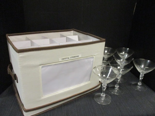 Vtg. Crystal Cocktail Stems w/Silver Trim: .