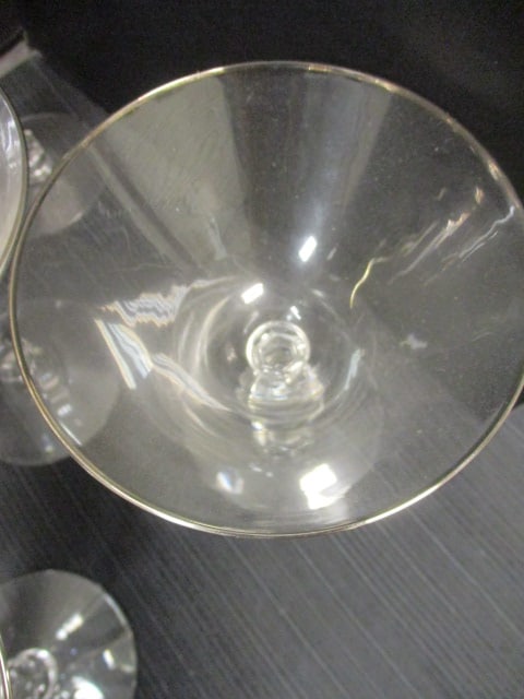 Vtg. Crystal Cocktail Stems w/Silver Trim - 4