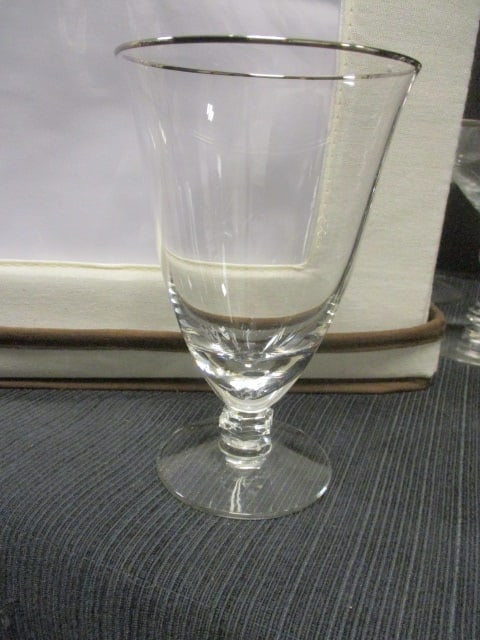 Vtg. Crystal Cocktail Stems w/Silver Trim - 6