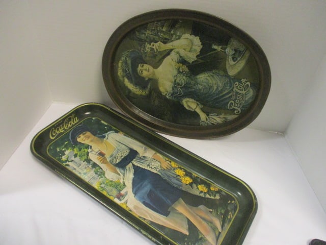 Pepsi Cola (14 1/2 x 11 1/2) Tray & Coca Cola (8 1/2 x 19) Tray: .