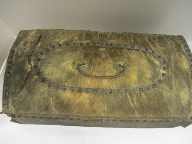 Cowhide Top Wood Box Antique - 2