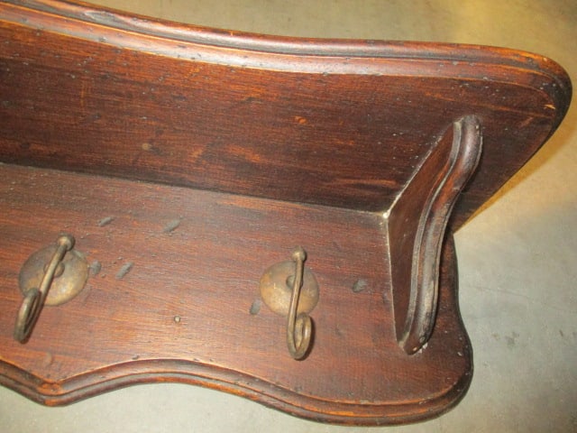 Wood Wall Shelf w/Hooks - 2