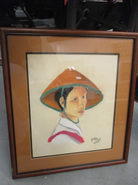 Southeast Asian Pastel F/M Signed Portrait by Justin Hays: .