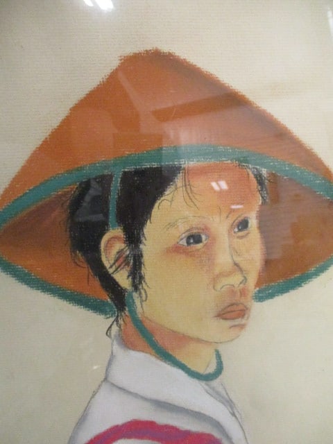 Southeast Asian Pastel F/M Signed Portrait by Justin Hays - 2