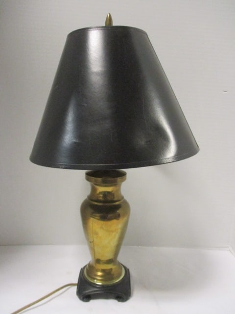 Brass Urn Style Table Lamp w/Black Shade (1 of 5)