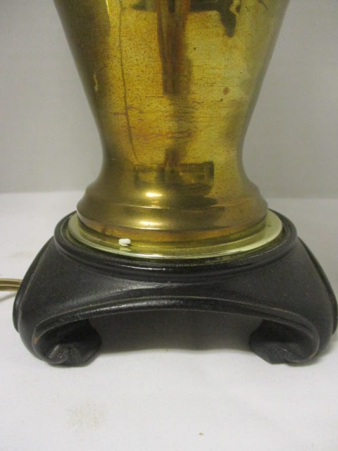 Brass Urn Style Table Lamp w/Black Shade - 2