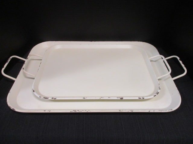 2 Distressed Style Handled & Footed Trays (1 of 6)