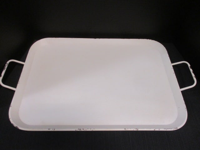2 Distressed Style Handled & Footed Trays - 2