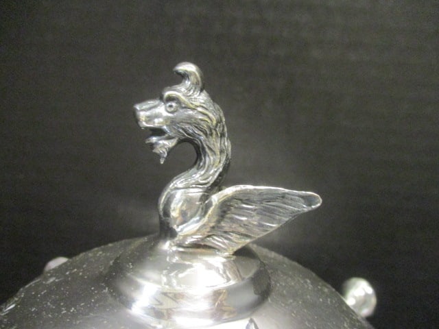 Silverplate Serving Vessel w/Animal head & Figural Head Accents - 3