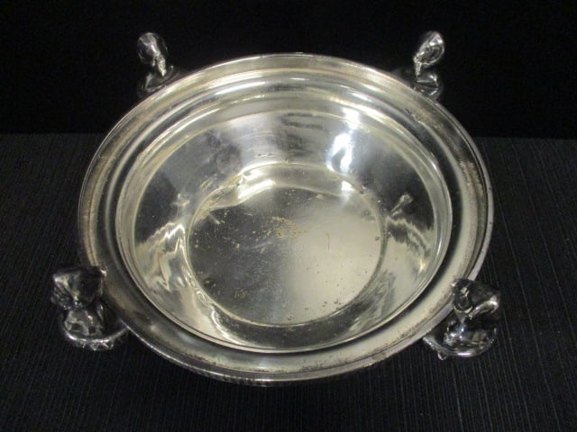Silverplate Serving Vessel w/Animal head & Figural Head Accents - 5