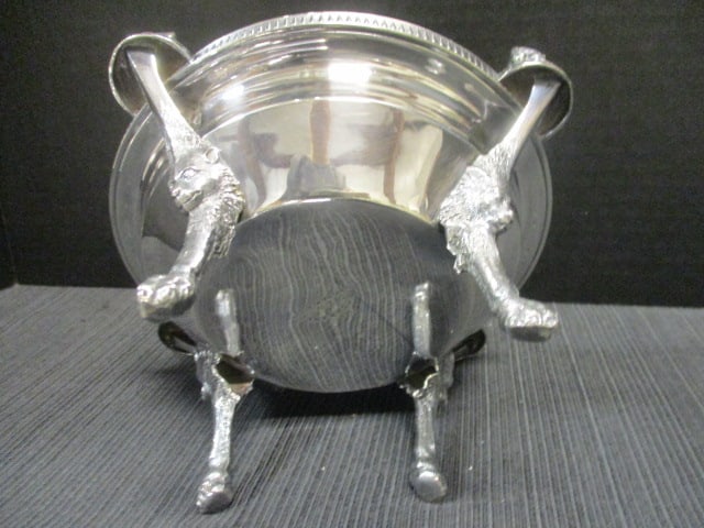 Silverplate Serving Vessel w/Animal head & Figural Head Accents - 6