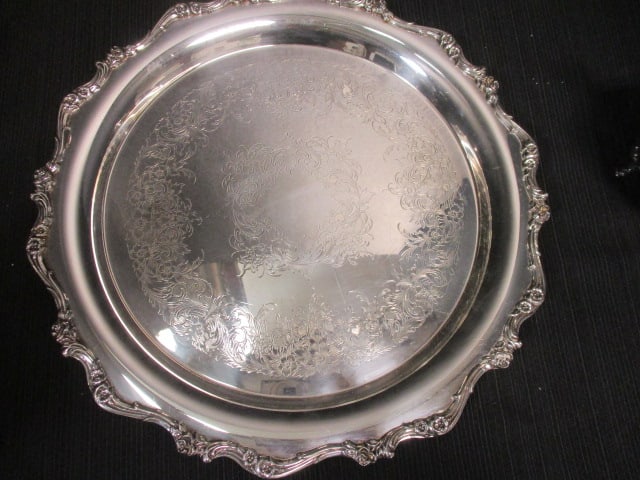 Wallace Teapot, Sugar/Creamer & Webster Wilcox Platter - 10