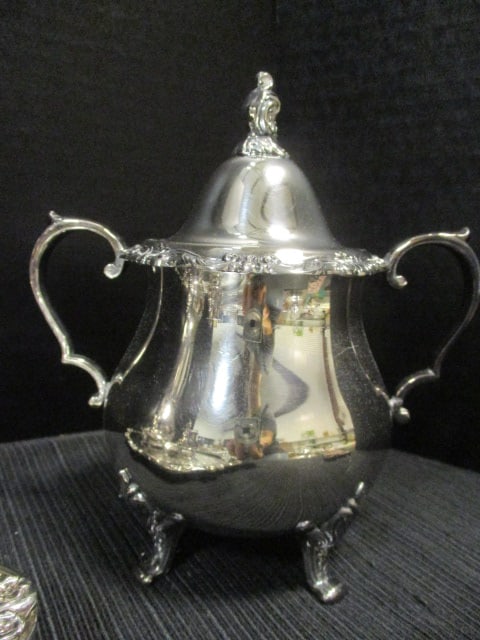 Wallace Teapot, Sugar/Creamer & Webster Wilcox Platter - 2
