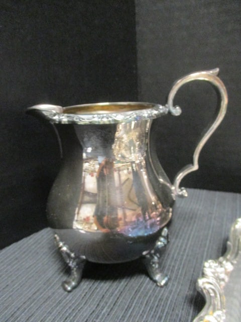 Wallace Teapot, Sugar/Creamer & Webster Wilcox Platter - 4
