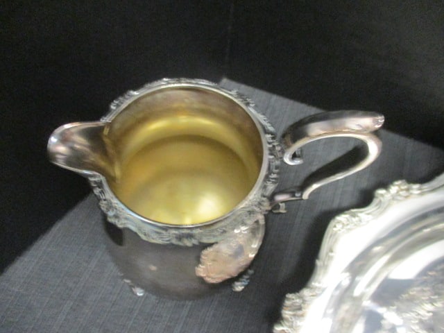 Wallace Teapot, Sugar/Creamer & Webster Wilcox Platter - 5
