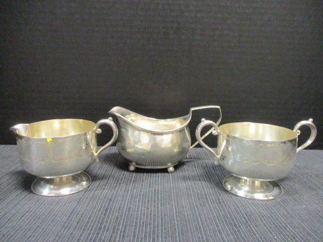 Empire Mfg. Silverplate Sugar/Creamer & Silverplate footed Creamer: .