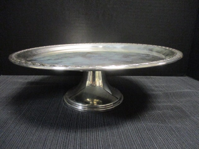 Silverplate Pedestal Cake Stand 12" Diam x 4" H: .