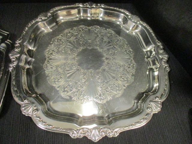 WM Rogers Square Silverplate Platter (12 x 12) & Lunt Silversmiths - 2
