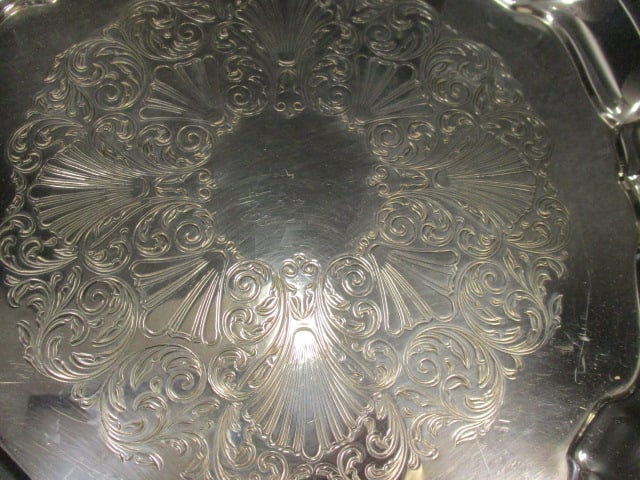 WM Rogers Square Silverplate Platter (12 x 12) & Lunt Silversmiths - 4