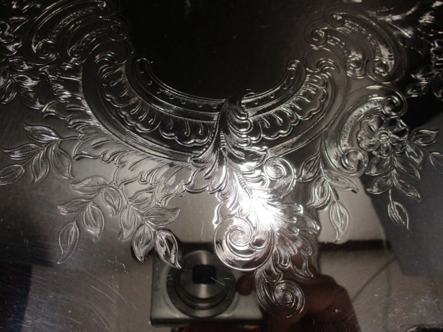 WM Rogers Square Silverplate Platter (12 x 12) & Lunt Silversmiths - 7