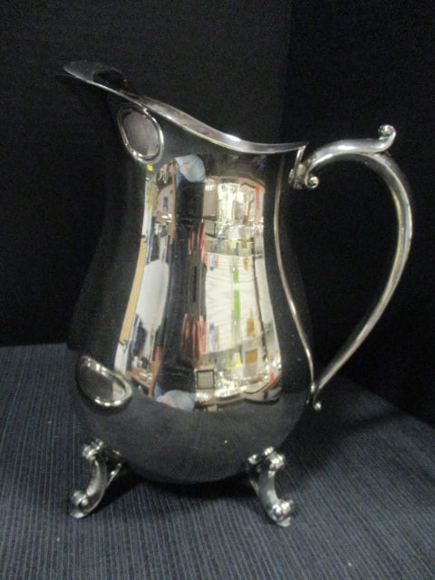 Silverplate 12" Round Platter engrave & Silverplate Pitcher w/ice lip 9" - 2