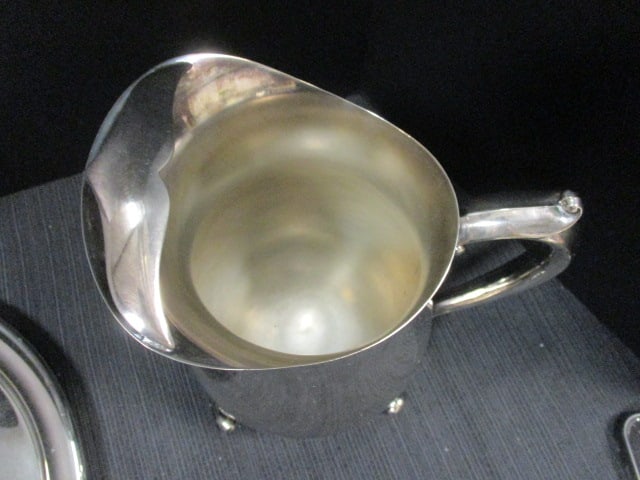 Silverplate 12" Round Platter engrave & Silverplate Pitcher w/ice lip 9" - 3