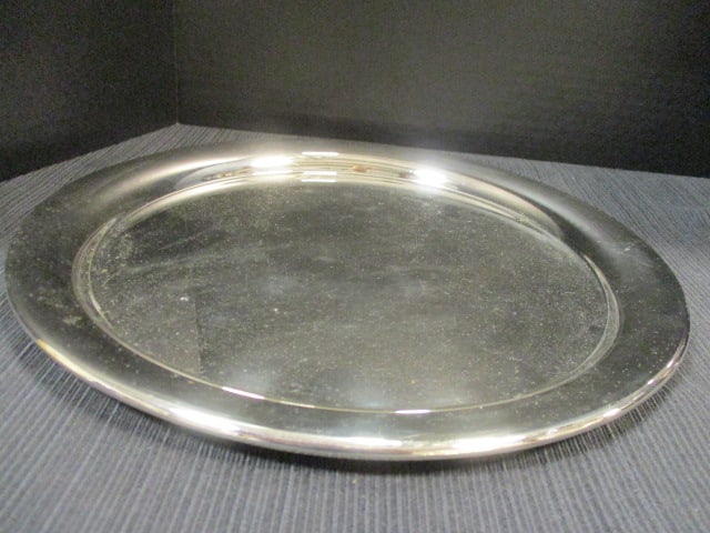 Silverplate 12" Round Platter engrave & Silverplate Pitcher w/ice lip 9" - 5