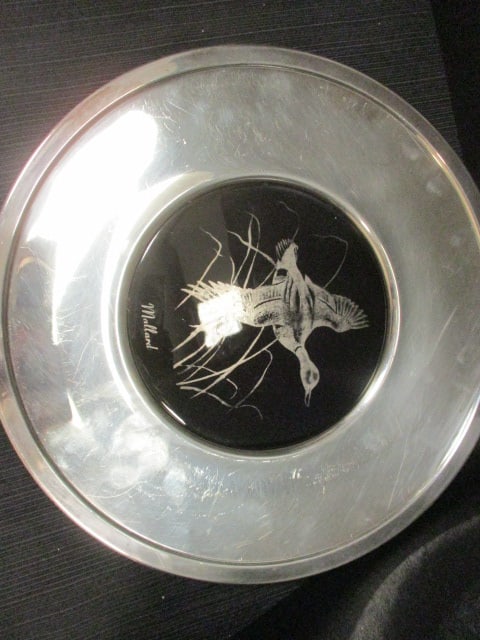 W&S Blackinton Silverplate Platter w/Mallard Duck 11" & - 6