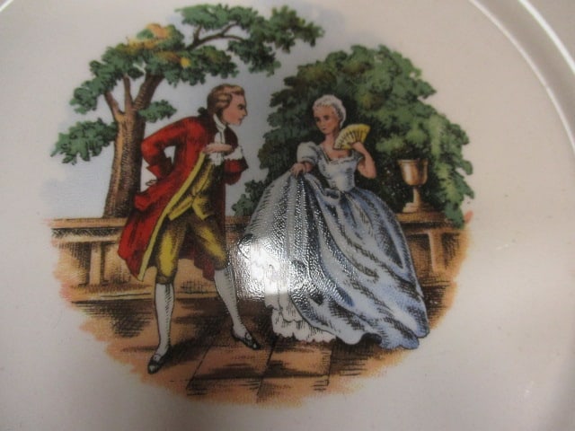 22 KT Gold Harker Pottery (Lot of 6) 'Courting Couple' Plates - 3
